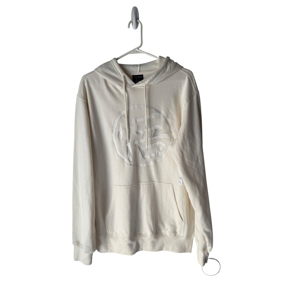 Dragon Ball Z Cream Graphic Hoodie Men's Size Medium Embroidered Logo‎